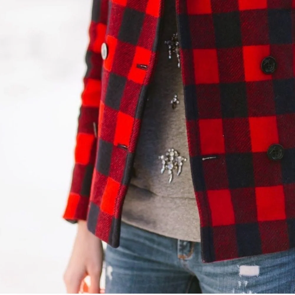 J.Crew | Red Buffalo Check
Peacoat | Jacket size 6 - Picture 5 of 11